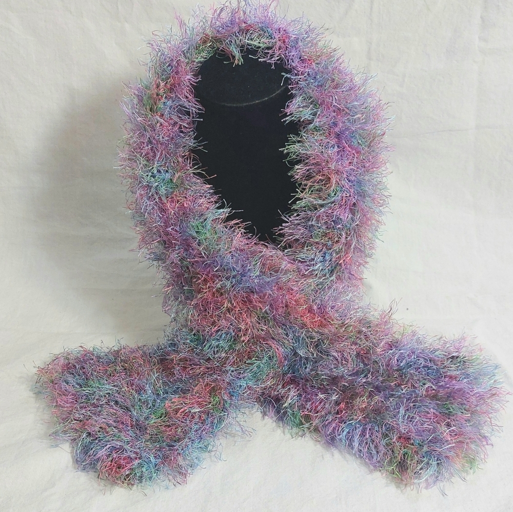 Handmade Knitted Colorful Fuzzy Scarf
